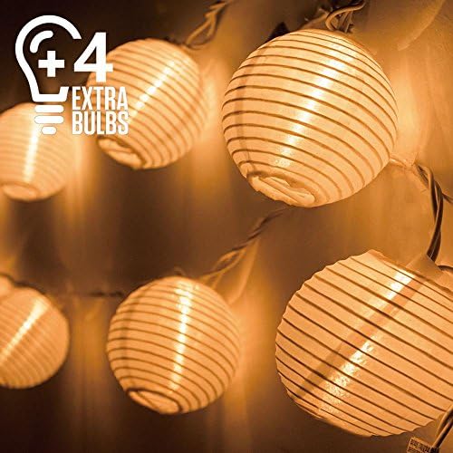 Indoor Outdoor String Lights, 14 Bulbs(4 Extra), 10ft Plug-in Connectable Waterproof Lantern String Lights for Party Wedding Bedroom Patio Backyard, Expandable to 250 Lights, UL Listed (Warm White)