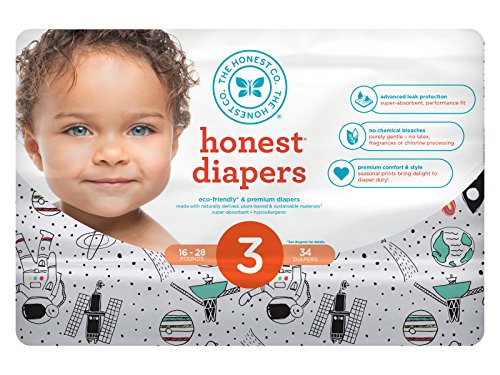 Honest Baby Diapers, Space Travel, Size 3, 136 Count