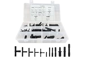 BELOMI 113 Pieces Vacuum Connector Assortment Kit, Auto Universal Nylon Vacuum Tee Tubing Hose Connector Set, 12 Sizes Fit for Automotive Hoses, Vehicle Universal Accessories for Car, SUV, Truck