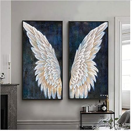Nr Gran Lienzo Arte De La Pared Vertical Vintage Alas De Angel