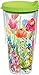 Tervis Watercolor Wildflowers Tumbler with Wrap and Lime Green Lid 24oz, Clear