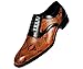 Bolano Mens Exotic Snake Printed Plain Toe Oxford Dress Shoe In Cognac and Black: Style Cobra-215