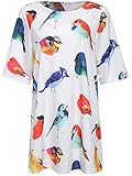 ROMWE Women's Summer Birds Print Short Sleeve Loose Shift Dress