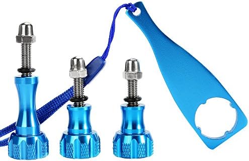 Vicdozia CNC Screw Aluminum Thumb Knob Stainless Bolt Nut Screws Kits + Wrench for Gopro Hero 5, Session, Hero 4 3+ 3 2 1 SJCAM Pack of 3 (Blue)