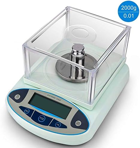 Laboratory Analytical Balances, 2000g/0.01g High Precision Lab Digital Analytical Scale Jewelry Scales LCD Digital Electronic Balance for Laboratory Pharmacy School