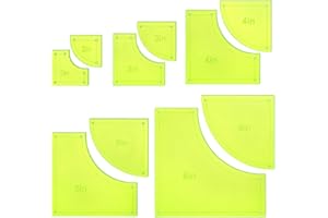 BENECREAT 10PCS Quilting Templates Set, 2" 3" 4" 5" 6" Bright Yellow Reusable Acrylic Quilting Template with Film Protection 
