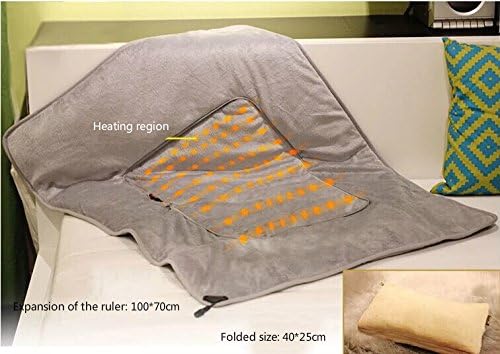 12v Heating Warm Pillow Blanket Short Plush Acupuncture Cotton Far Infrared Composite High Performance Fiber Heating Line Heated Travel Blanket Electric Blanket for Automobile Car Blanket (cream)