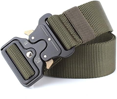 Jollyoner Tactical Belt, 1.5" Heavy Duty Waist Belt, Quick-Release Military Style Nylon Webbing Riggers Belt with Metal Buckle (Green)
