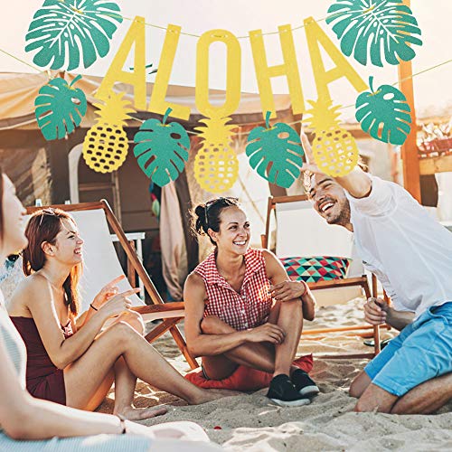 Aloha Banner Hawaiian Luau Party Decorations for Birthday Luau Beach Summer Party Decoration Supplies