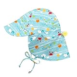 i play. by green sprouts Baby Boys' i Play. Flap Sun Protection Hat, Light Aqua Sea Friends, 9/18mo