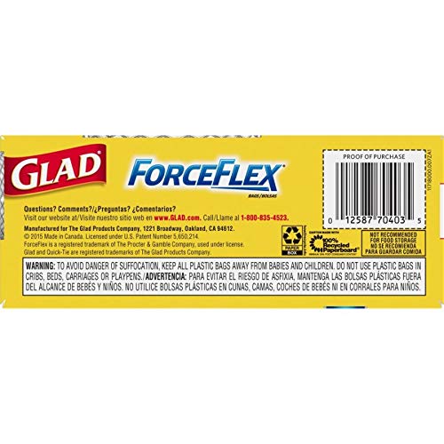 GLAD 70403 FORCE FLEX MEDIUM GARBAGE BAG 8 GALLON 26 COUNT