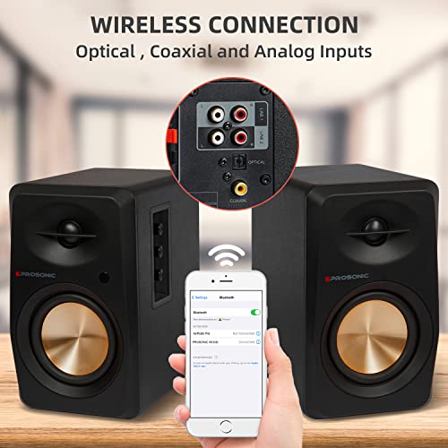 Prosonic BT30 Active Powered Bluetooth Bookshelf Speakers, Studio Monitor, Home Theater