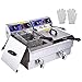 PNR Commercial Electric 23.4L Deep Fryer Dual Tanks with Timers and Drains Reset Button French Fry Restaurant
