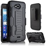 Kyocera Hydro Air Case, Starshop [Heavy Duty] Full Protection Dual Layers Hybird Case with Kickstand and Locking Belt Swivel Clip Black