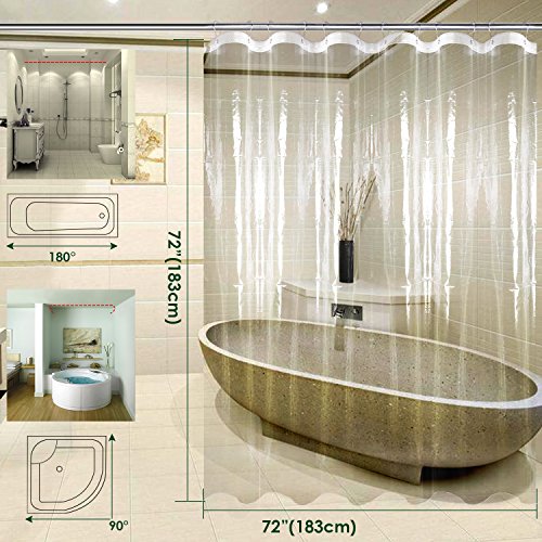Shower Curtain Liner, Feagar Mold&Mildew Resistant Waterproof Anti-bacterial 72x72 Inch PVC Free, Non Toxic,Eco-Friendly,Odorless Bathroom Set for Bath tub or Shower Stall (Clear Transparent Enhanced) - Thumbnail 6