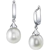 THE PEARL SOURCE Drop Shape Pink Freshwater Cultured Pearl Elegance Earrings for Women