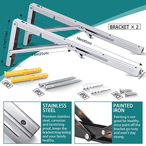 Folding Shelf Brackets,Max Load 440lb Folding Shelf Hinge Wall Mounted