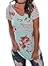 Kbook Women's Short Sleeve Floral Print Striped T-Shirt Casual Blouse Top with Pocket