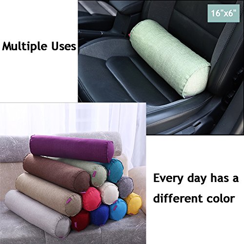 NBPillows 16x6 Inch Round Neck Pillow For Neck Backrest for Car or Office Chair Sofa, Semi-Roll Pillow With Washable Organic Cotton Cover（green） - Thumbnail 7