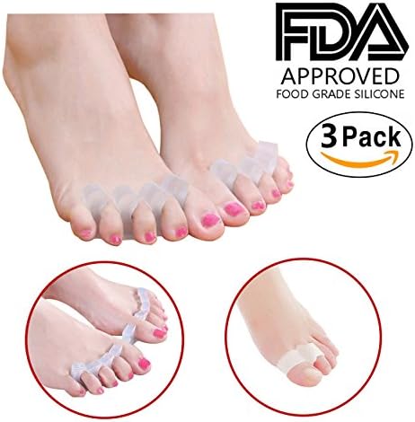 Green hours toe separators 3 set Medical grade silicone Practice yoga toe valgus correction device cuts toe spacers for bunions (white)