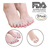Green hours toe separators 3 set Medical grade silicone Practice yoga toe valgus correction device cuts toe spacers for bunions (white)