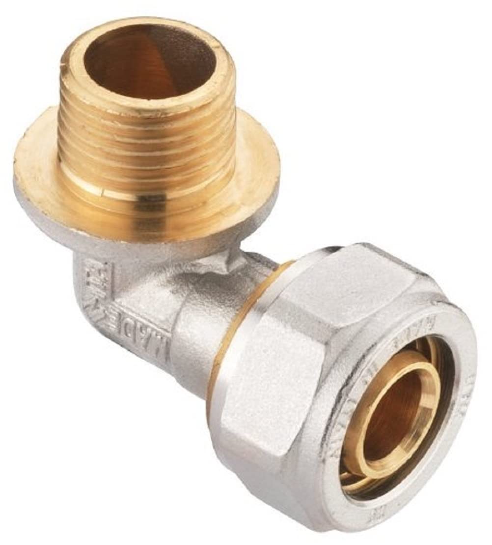 CORNAT VRS670420 Screw-Angle Complete Nickel-Plated Brass 20mm ET 90°, Multicoloured, 20 mm x 1/2 Zoll Aussengewinde