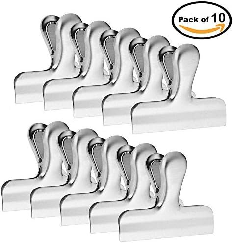 Chips Bag Clips Sealer / Paper Clamp Clips Large / Stainless Steel Food Coffee Bag Seal Clips Clamps for Air Tight Seal Clip on Food Coffee Tea Bread Snack Bags Fresh Storage Kitchen Home Office