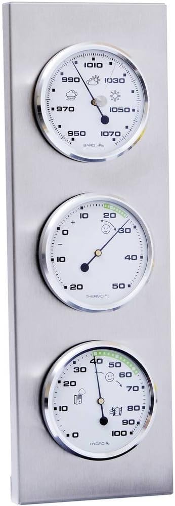 Sunartis - Analogue weather station, weather station for precise measurements of humidity, air pressure and temperatures from -20 °C to + 50 °C, ideal for indoor and outdoor use, 30 x 10