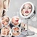 BRIGHTINWD Magnifying Mirror with Lights, Lighted Makeup Mirror 10X Magnification, Vanity Mirror with Lights, Double Sided 360 Rotation Polished Chrome Finish