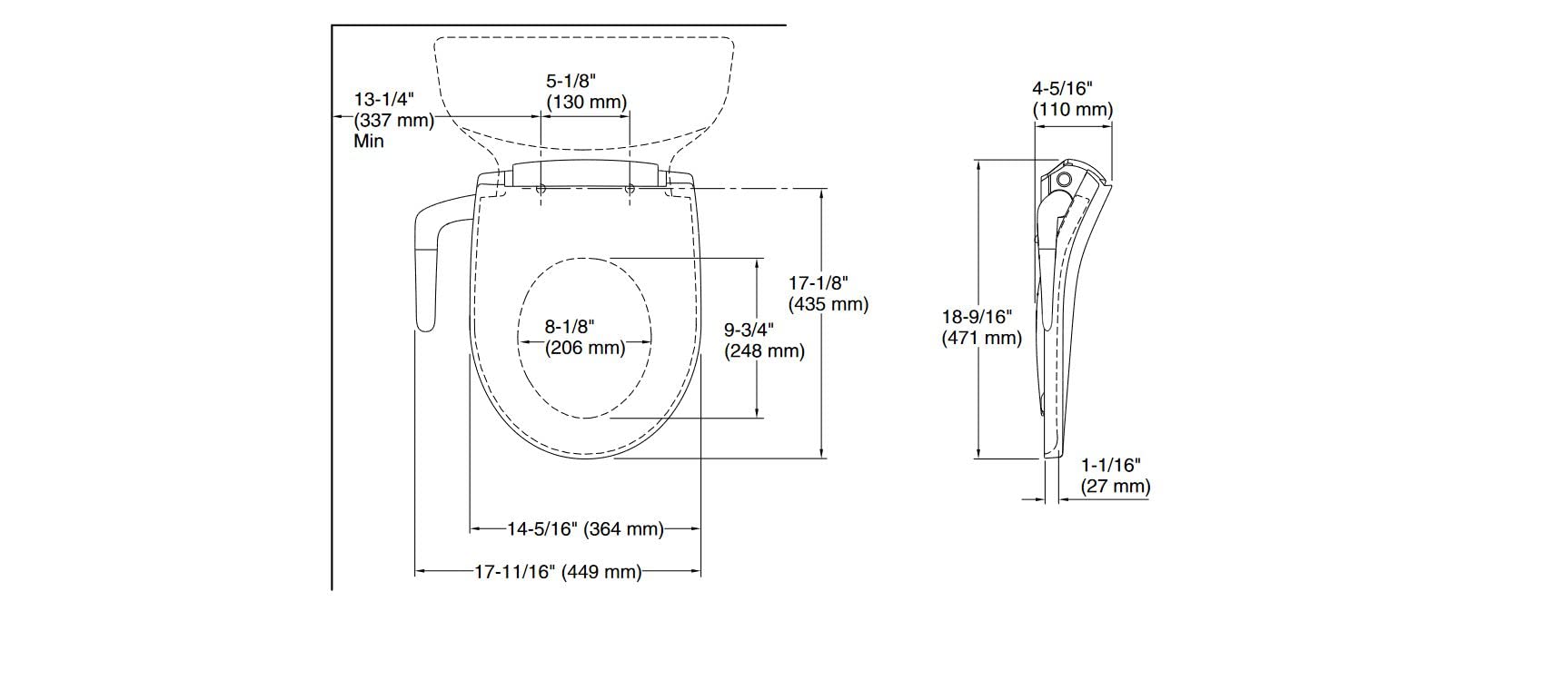Kohler PureWash M250 Manual Round Bidet Toilet Seat, White, Quiet-Close Lid Prevents Slamming, Easy Installation with Quick-Release Hinges, Adjustable Spray Position & Pressure
