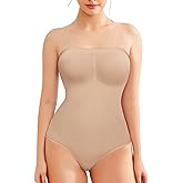 Miguofan Strapless Shapewear Bodysuit for Women Tummy Control, Seamless Tube Top Bodysuit Body Shaper Off Shoulder Leotard