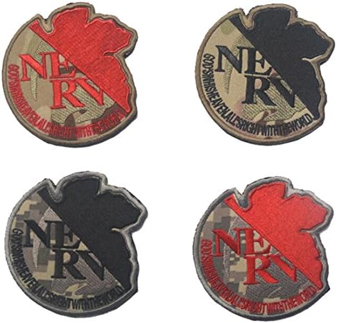 Neon Genesis Evangelion NERV Organization US Army USA Embroidered MilitaryTactical Moral Patch Badge for Uniform Cosplay - 3.54 inch Diameter 4PCS
