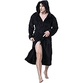 KEMUSI Hooded Herringbone Men's Soft Spa Full Lenght Bathrobe,Comfy Full Length Warm Nightdress