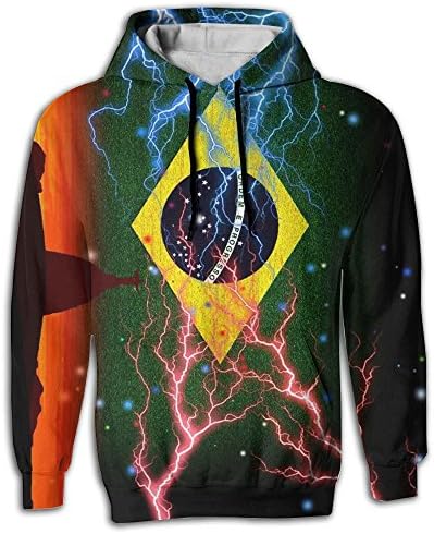 Brazil Unisex Pullover Hooded Sweatshirt Cap Pocket Printed Long Sleeve Tops Coats