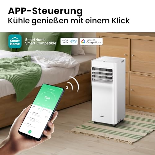 Mobiles Klimagerät Breezy Cool Pro 2.0,7000 BTU 2,0kW, Kühlen&Ventilieren&Entfeuchten,APP-Steuerung,Raumgröße bis 68m³(25㎡)，Mobile Klimaanlage mit Abluftschlauch,