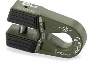 Factor 55 00080-14 Flatlink E (Expert) Replaces Conventional Winch Hook with a Stronger Shackle/D-Ring Mount Maximum Load 16,000 lb Ultimate Failure Greater Than 40,000 lb – OD Green