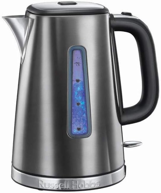 Russell Hobbs Luna Grey Stainless Steel 1.7L Cordless Electric Kettle (Quiet & Fast Boil 3KW