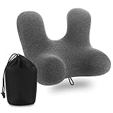 OlymFits Travel Pillow Memory Foam, Back and Neck Support Pillow for Sleeping, Nap, Airplane, Kids, Car and Office.[GRAY]
