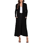 Bluetime Women Floor Length Open Front Cardigan Lightweight Long Sleeve Maxi Duster with Pockets (S-3XL)