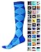 Compression Socks (1 pair) for Women & Men - Easywear Series - Best Graduated Athletic Fit for Running, Nurses, Flight Travel, & Maternity Pregnancy - Boost Stamina & Recovery (Blue Argyle, L/XL)