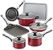 Farberware 21808 High Performance Nonstick Cookware Pots and Pans Set Dishwasher Safe, 17 Piece, Red