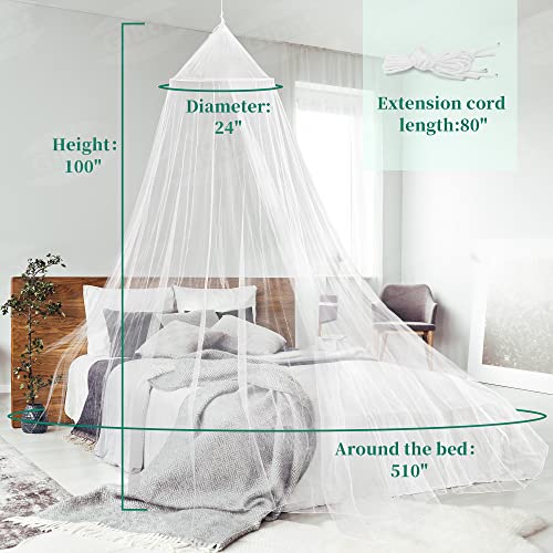 Gibot Luxury Mosquito Net Bed Canopy Large White Universal Dome