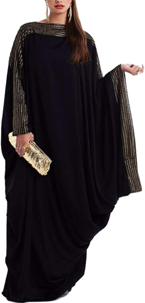Muslim Plus Size Maxi Dresses - Women Islamic Prayer Clothing Abaya Dubai Kaftan Bat Sleeve Elegant Loose
