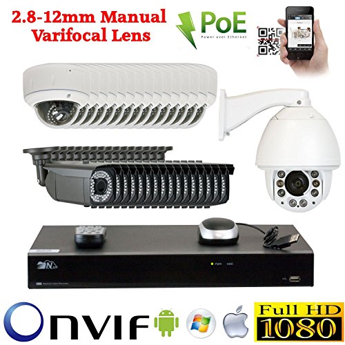 GW Security 32 Camera 5MP 1920P PoE IP CCTV Kit : (16) Bullet and (15) Dome 5MP1080P IP PoE 2.8-12mm Cameras + 1 x 1080P Auto Tracking IP PTZ 20 times Zoom + 1 x 32 Channel 5MP 1920P NVR + 2 x 4TB HDD