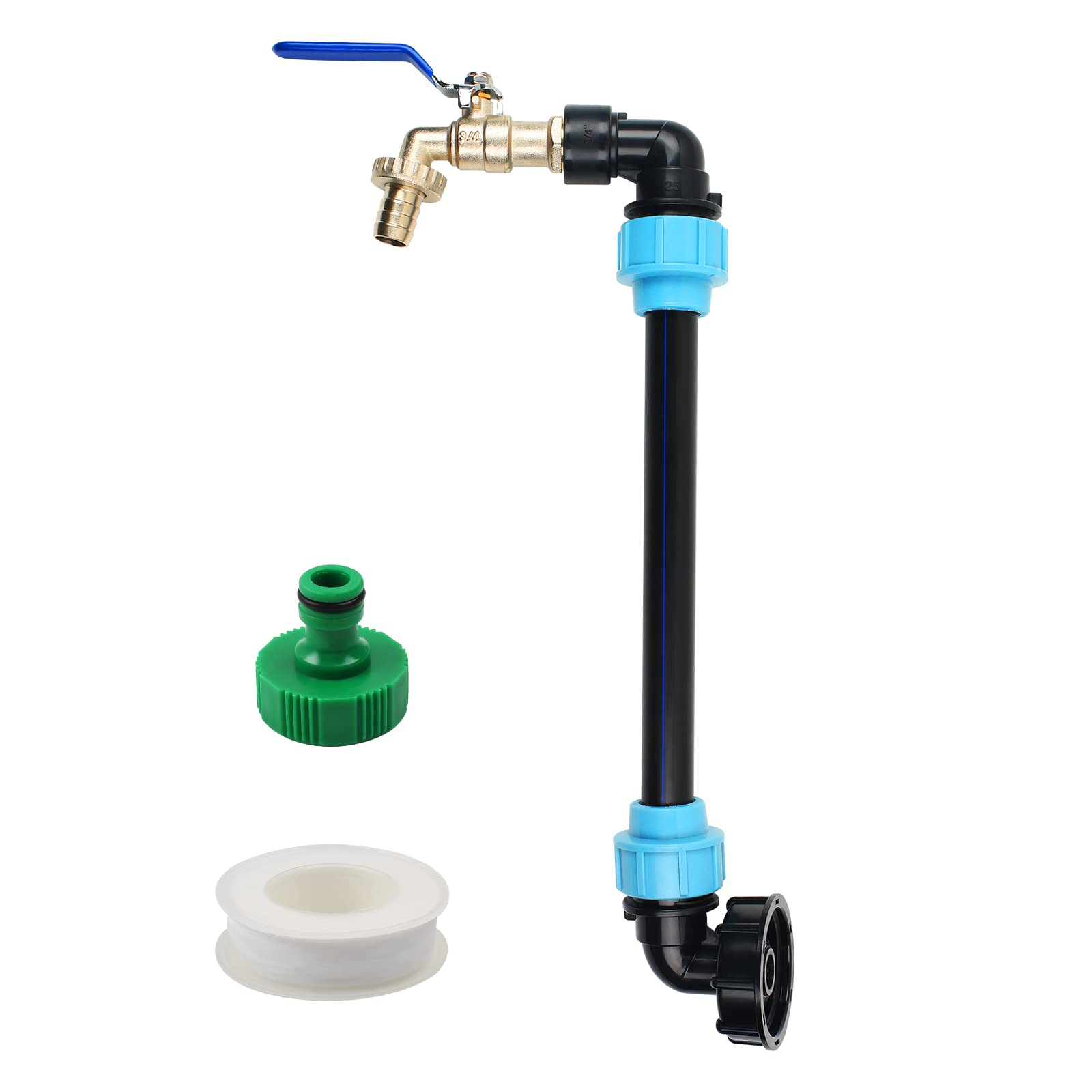STEEIRO IBC Gooseneck 3/4 Inch Outlet Tap, IBC Adapter Tank Valve Outlet Tap for Rainwater Tank Rain Outlet Tap IBC Adapter