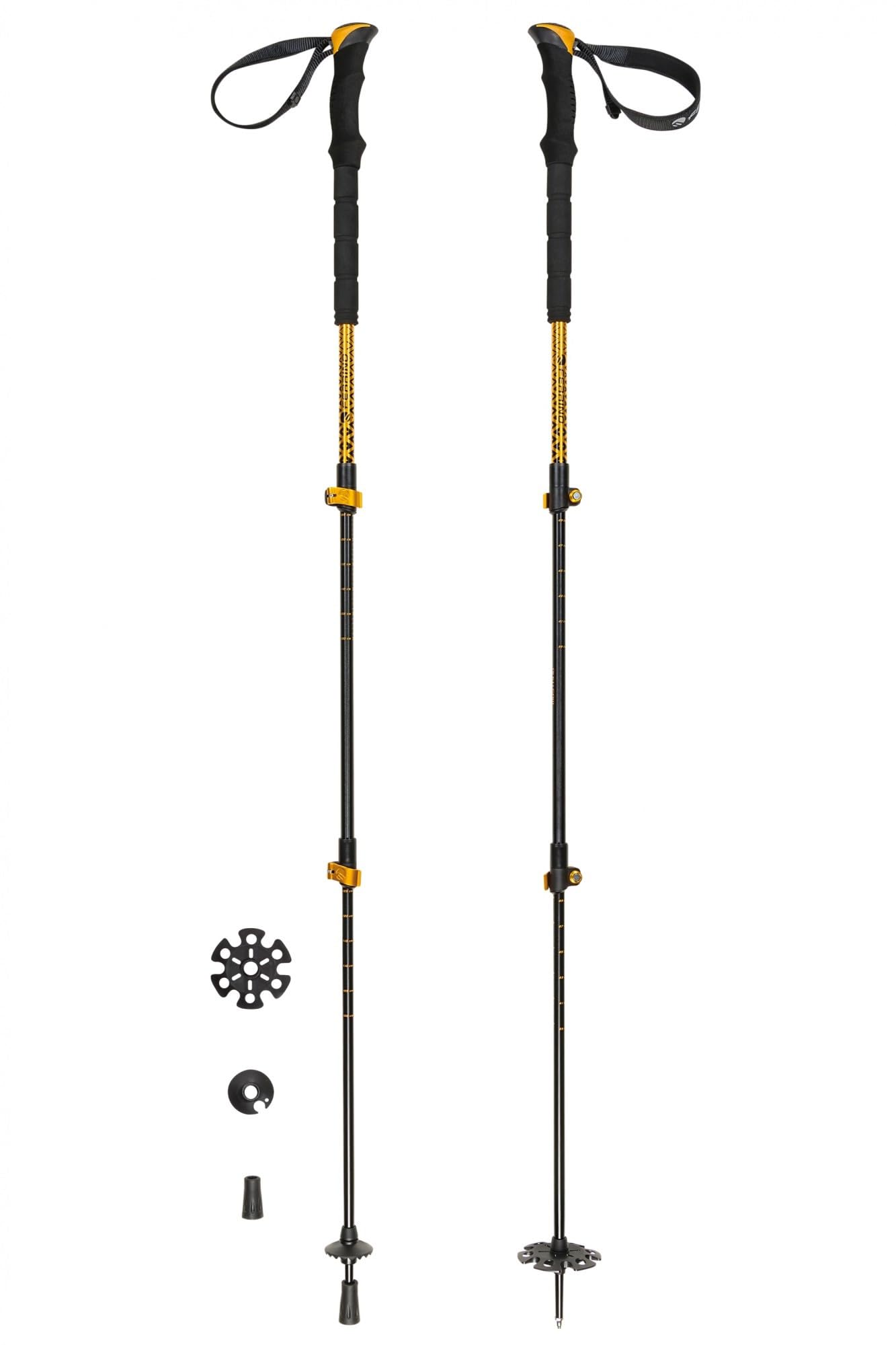 Ferrino Unisex Adult Telescopic Trekking Poles, 3 Sections, Black, 65-135