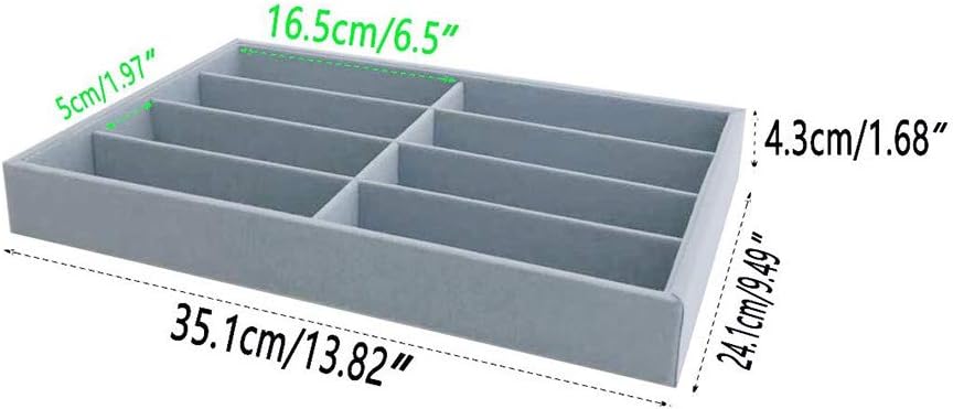Svea Display Large Grey Premium Quality Velvet Glasses Tray Display Storage with Rearrangeable Compartments Stackable Jewelry Organizer: Home Improvement