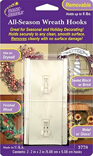 Magic Mounts : Removable Wreath Hooks : For Doors inc Composite etc : 2 Pack : 3778