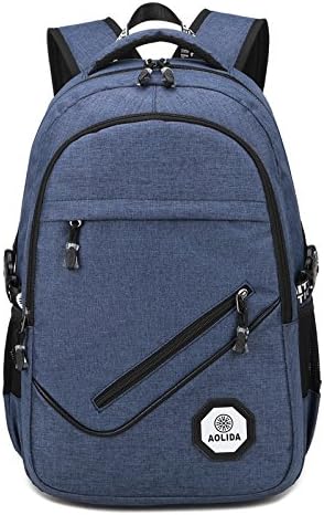 Backpack men casual college students bag USB rechargeable men travel backpack computer bag tideblue 18 inch