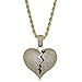 TOPGRILLZ Bubble Broken Heart Pendant Necklace 14K Gold Plated Lab Diamond Iced Out Chain for Men Women Sad Jewelry